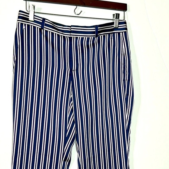 Banana Republic Avery Mid Rise Navy Striped Satin Ankle Length Pants Size 0 NWT‎ - Picture 5 of 14